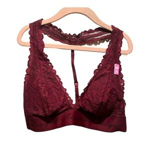 New Victoria’s Secret PINK Lace Bralette Burgundy Wine Size XS NWT